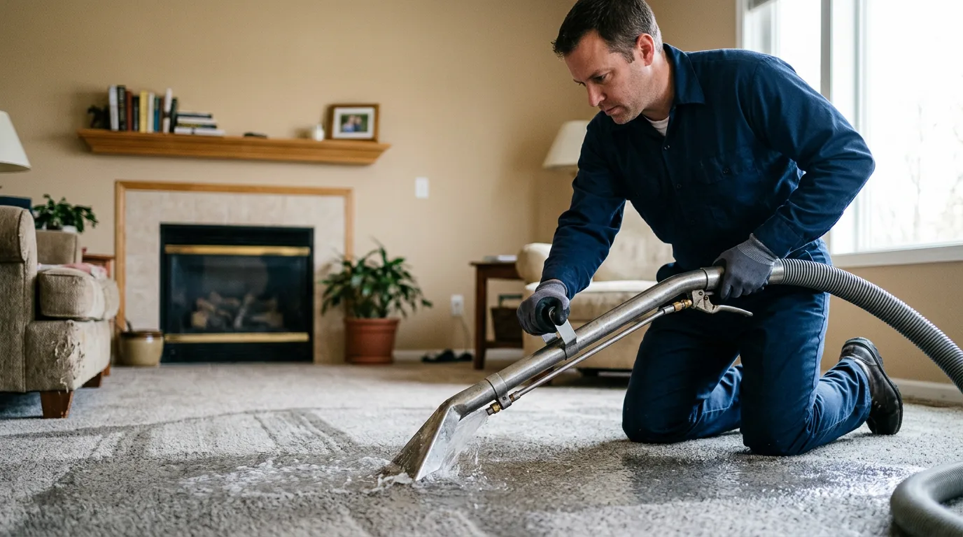 Water damage restoration technician working near Aline, OK
